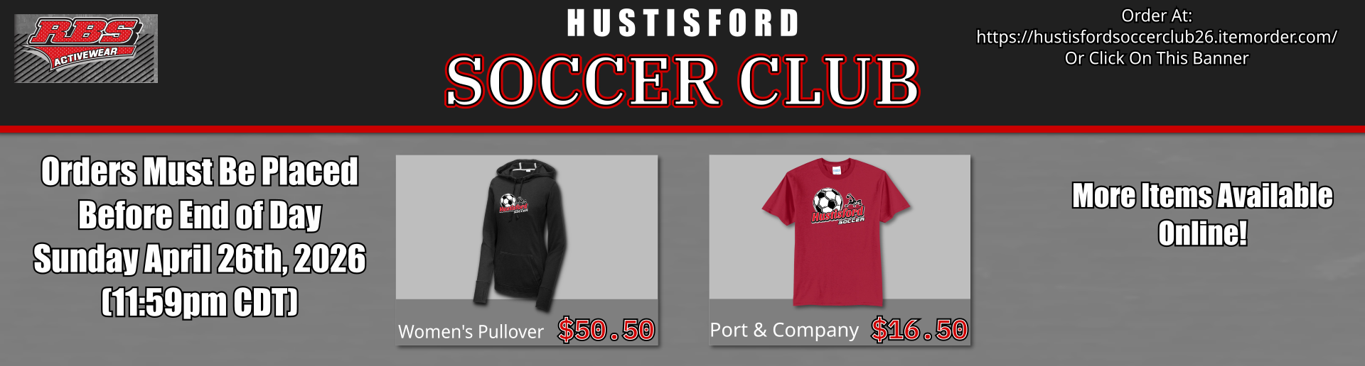 Hustisford Soccer Club Apparel 2026